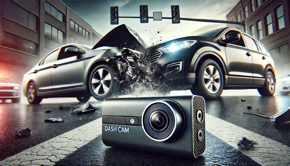 An image representing how a dash cam can help with a car accident case.